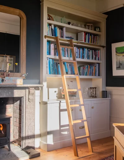 Home office bookcase with ladder and rail