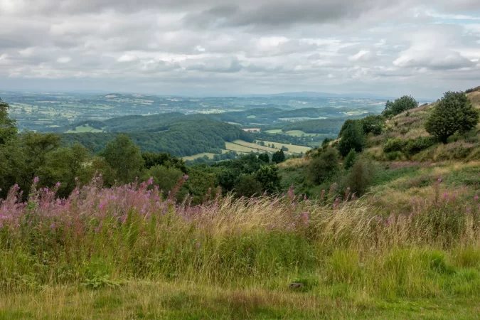 Malvern Hills with cloudy sky